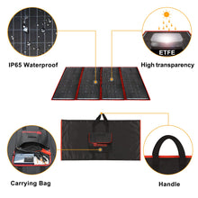 Load image into Gallery viewer, DOKIO 300W 18V Portable Solar Panel Kit Folding Solar Charger with 2 USB Outputs for 12v Batteries/Power Station AGM LiFePo4 RV Camping Trailer Car Marine
