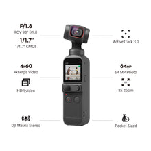 Load image into Gallery viewer, DJI Pocket 2 Creator Combo, 3 Axis Gimbal Stabilizer with 4K Camera, 1/1.7&quot; CMOS, 64MP Photo, Face Tracking, YouTube, Vlog, Portable Video Camera for Android and iPhone, Black
