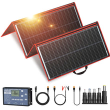 Load image into Gallery viewer, DOKIO 300W 18V Portable Solar Panel Kit Folding Solar Charger with 2 USB Outputs for 12v Batteries/Power Station AGM LiFePo4 RV Camping Trailer Car Marine
