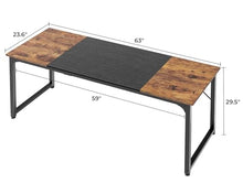 Load image into Gallery viewer, Huuger Computer Desk, 63 Inch Office Desk, Gaming Desk with Storage, Writing Desk Work Desk for Home Office, Study, Modern Simple Desk, Large Legroom, Metal Frame, Rustic Brown and Black
