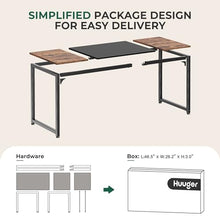 Load image into Gallery viewer, Huuger Computer Desk, 63 Inch Office Desk, Gaming Desk with Storage, Writing Desk Work Desk for Home Office, Study, Modern Simple Desk, Large Legroom, Metal Frame, Rustic Brown and Black
