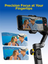 Cargar imagen en el visor de la galería, AOCHUAN Gimbal Stabilizer for Smartphone, iPhone Gimbal w/Focus Wheel Face/Object Tracking Gimbal for iPhone 15 14 Pro Max/Android Foldable 3-Axis Handheld Phone Gimbal for Video Recording -Smart XE
