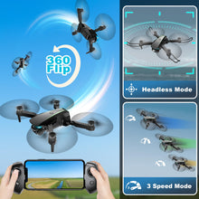 Load image into Gallery viewer, RADCLO Mini Drone with Camera - 1080P HD Foldable Drone with Stable Hover, Gravity Control, Auto-Follow, Trajectory Flight, 90° Adjustable Lens, One Key Take Off/Land, 3D Flip, Drones for Adults Kids
