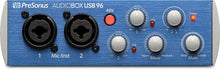 Load image into Gallery viewer, Presonus AudioBox 96 Audio USB 2.0 Recording Interface and Studio One Artist Software kit with Condenser Microphone Shockmount, and XLR Cable (Interface Color May Vary in Blue or Black)
